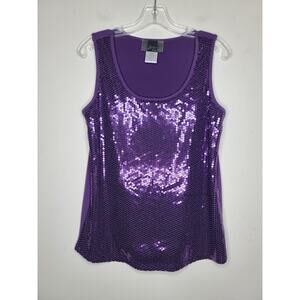 Slinky purple sequin sparkle tank top - medium